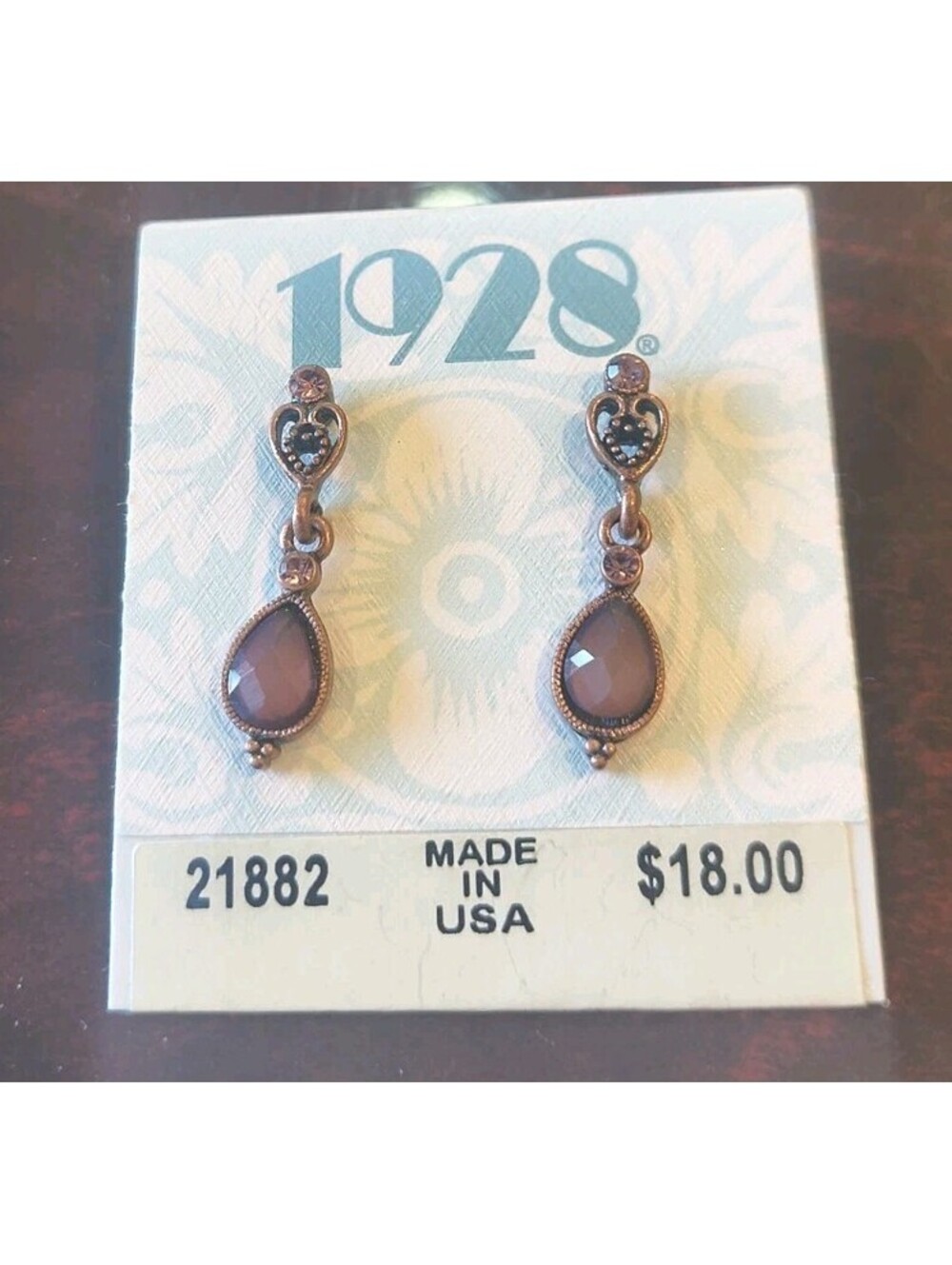 1928 Brand Vintage Purple Dangling Post Earrings Rhinestones Boho
